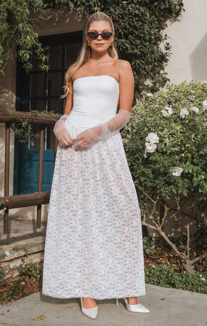 Diana Drop Waist Dress ~ White Lovely Lace