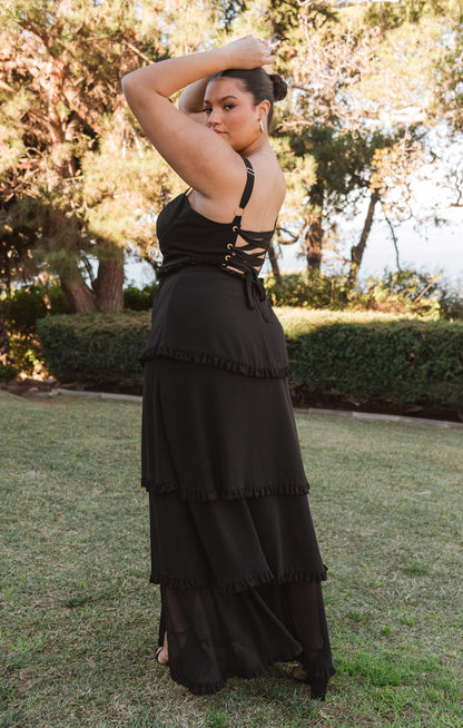 Lady Corset Dress ~ Black Chiffon