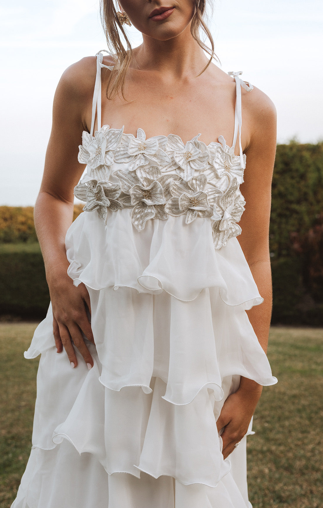 Gabriella Maxi Dress ~ White Enchanted Embellishment
