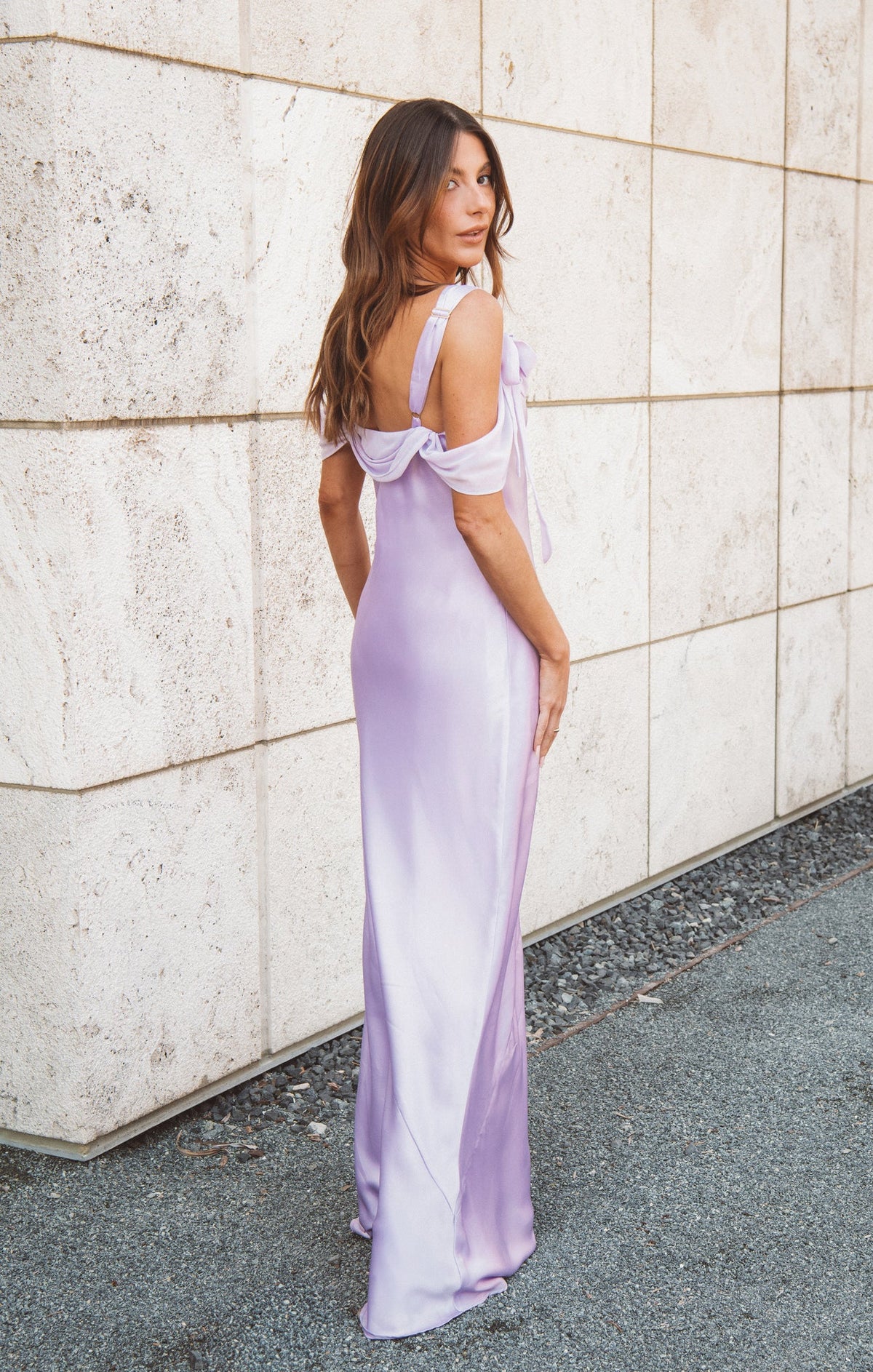Bella Maxi Dress ~ Lavender Luxe Satin