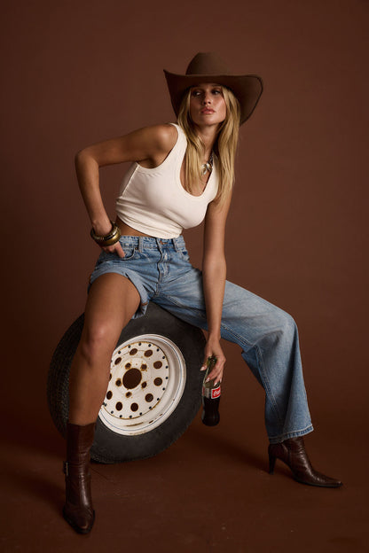 Eastwood Light One Legged Boyfriend Jeans
