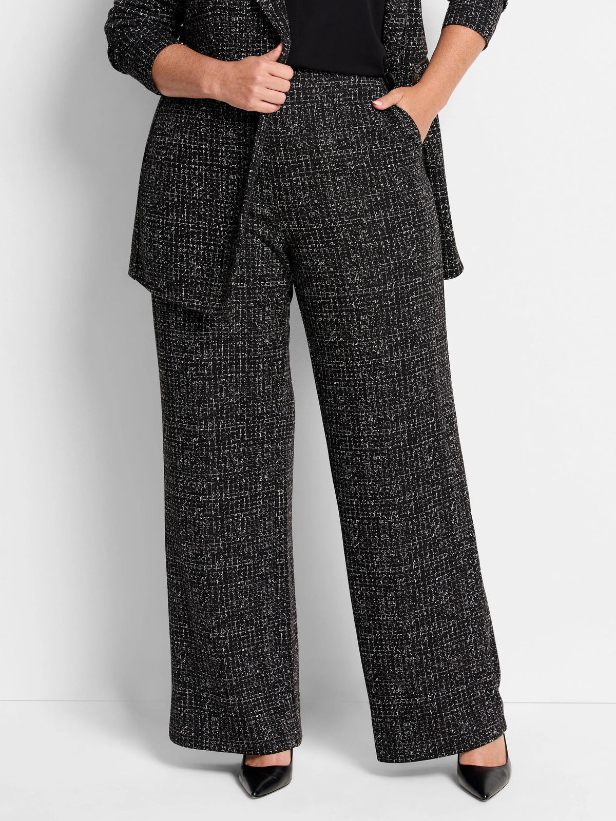 Lenox Wide-Leg Dotty Grid Pant