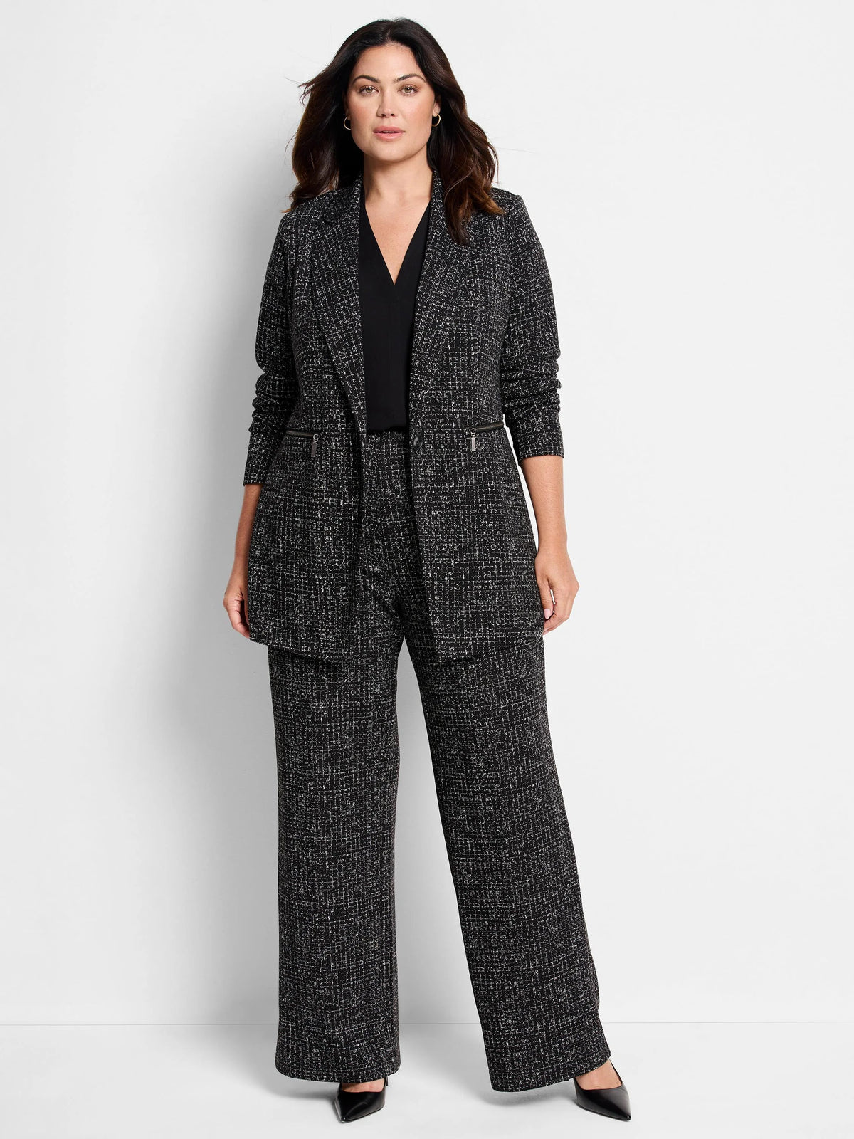 Lenox Wide-Leg Dotty Grid Pant