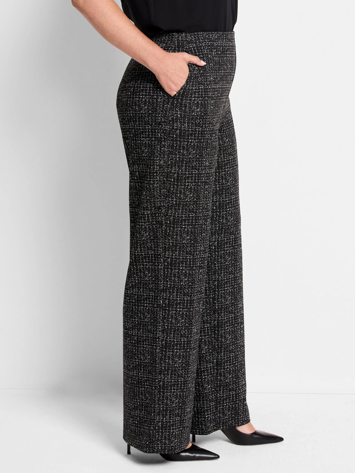 Lenox Wide-Leg Dotty Grid Pant