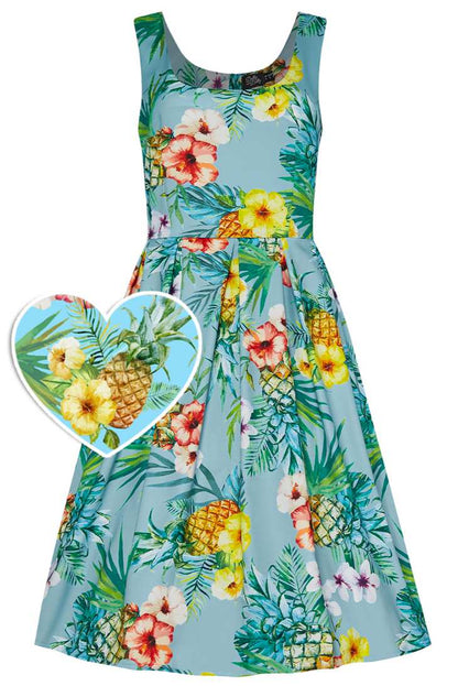 Amanda Blue Tropical Swing Dress