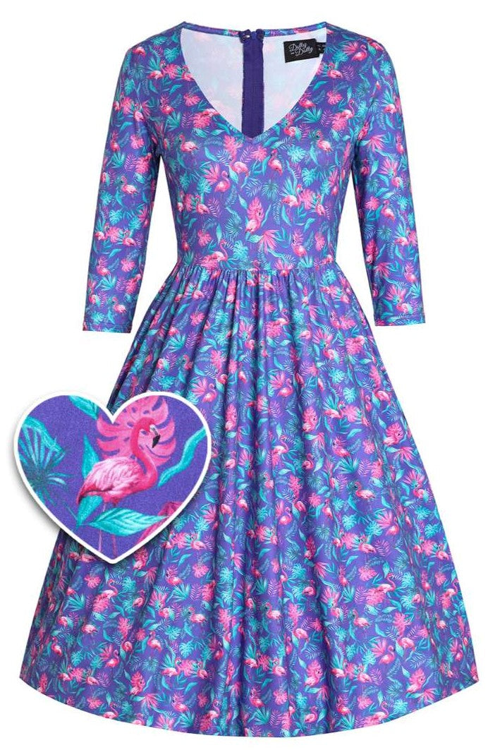 Billie Flamingo Long Sleeved Dress