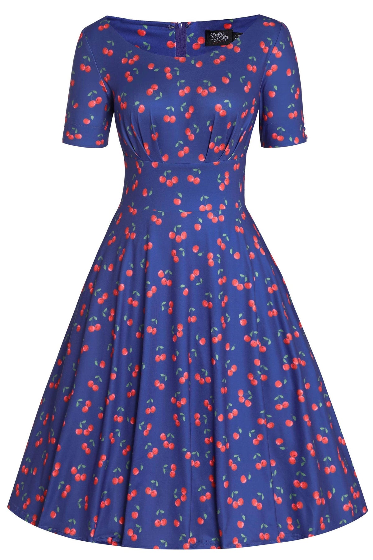 Brenda Blue Cherry Flared Dress