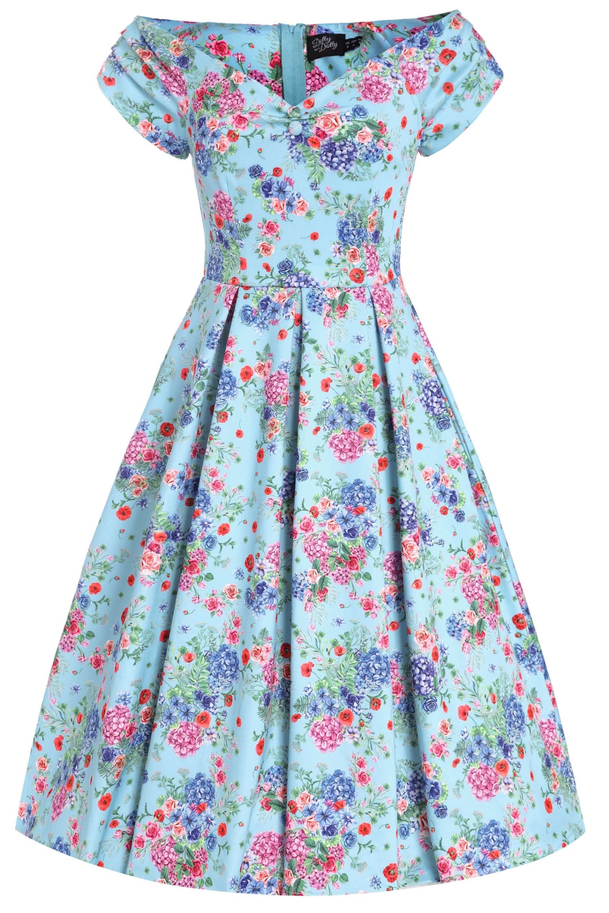 Lily Blue Hydrangea Off Shoulder Dress