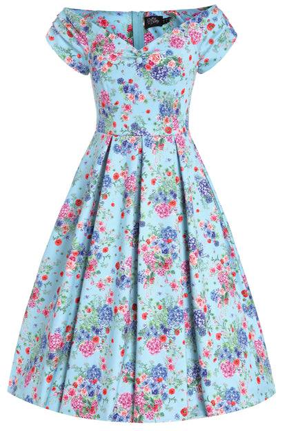 Lily Blue Hydrangea Off Shoulder Dress
