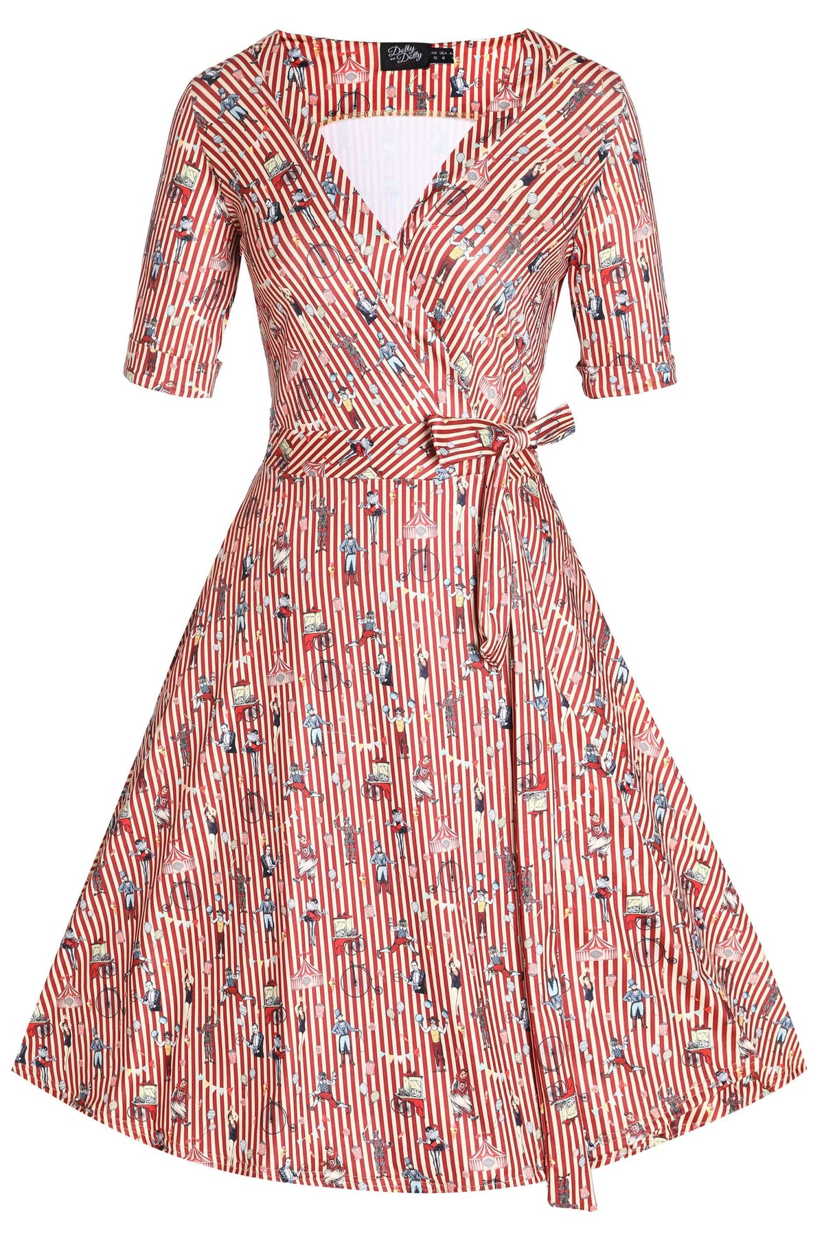 Matilda Circus Red Striped Wrap Dress