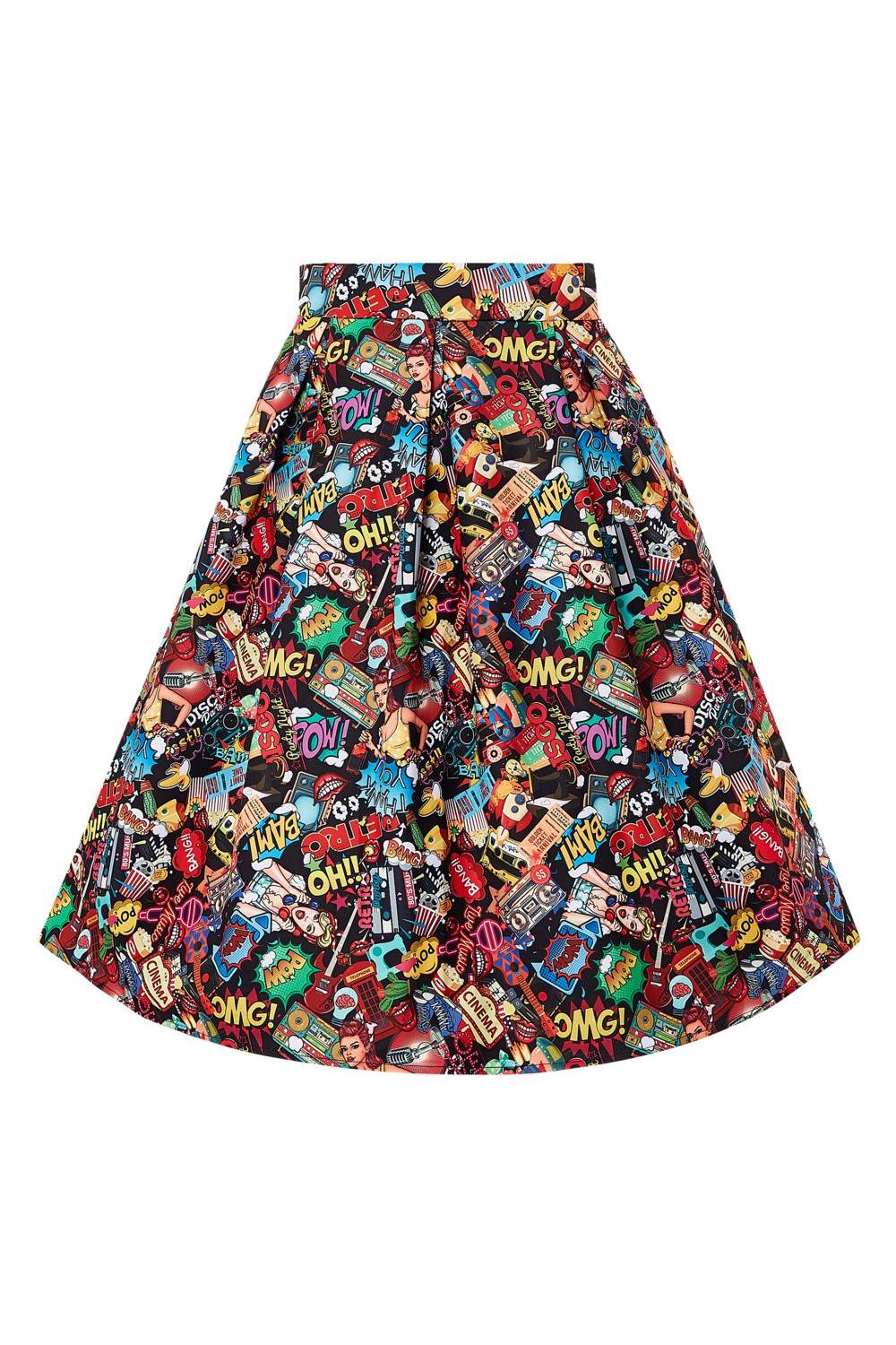Carolyn Box Pleated Pop Art Skirt