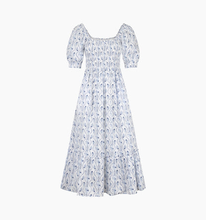 The Louisa Nap Dress - Blue Vine Stripe