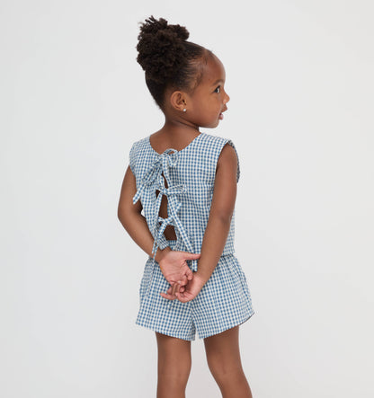 The Tiny Dylan Short Set - Lagoon Gingham