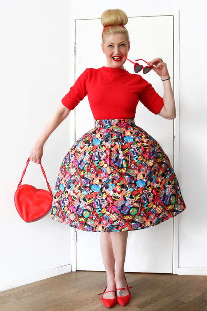 Carolyn Box Pleated Pop Art Skirt