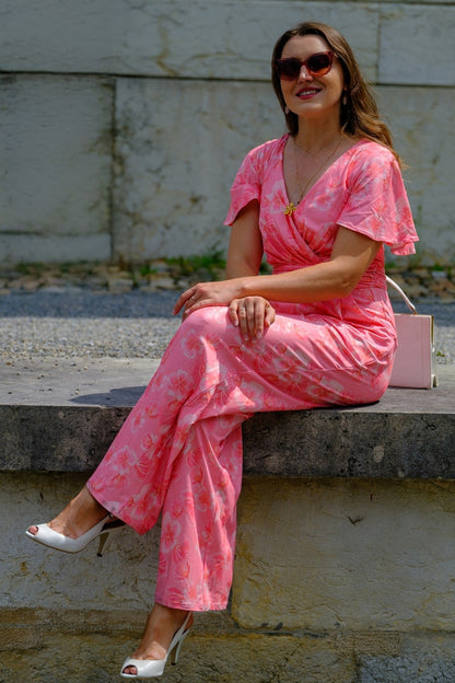 Esther Pink Floral Jumpsuit
