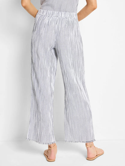 Pinstripe Gauze Wide Leg Ankle Pant