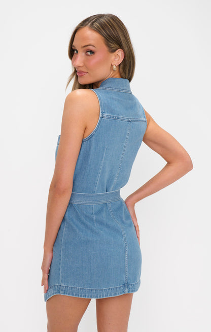 Fairfield Vest Dress ~ Gusty Blue