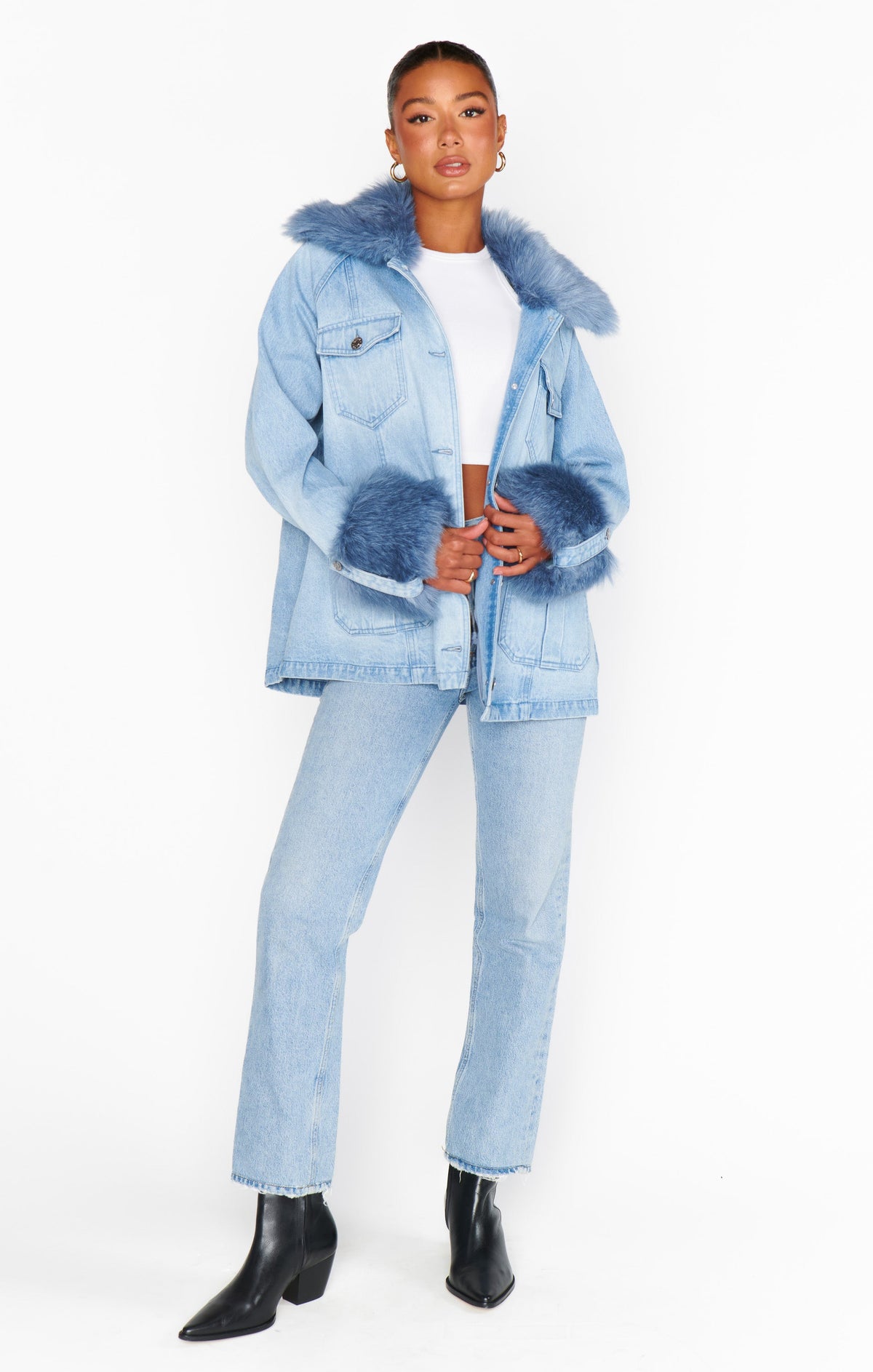Copenhagen Jacket ~ Drift Indigo with Blue Faux Fur