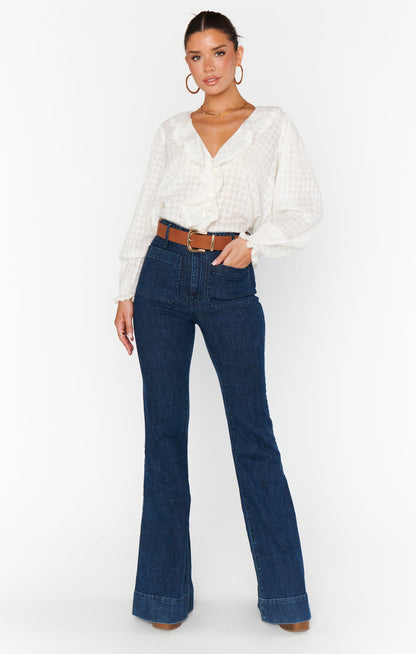 Lydia Ruffle Top ~ White Cotton Voile