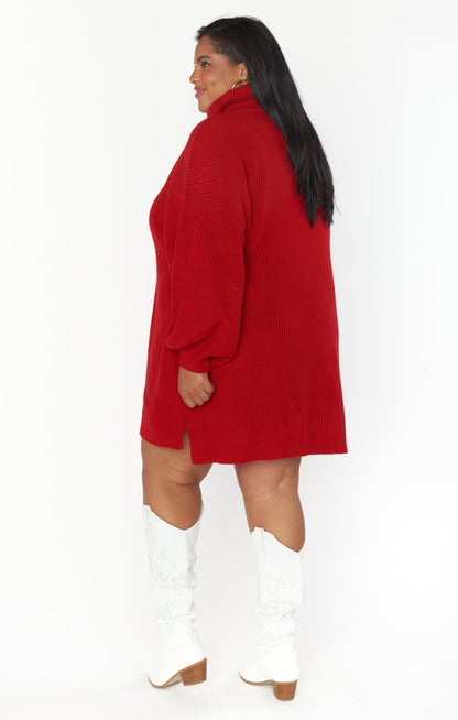 Chester Sweater Dress ~ Holly Red Knit