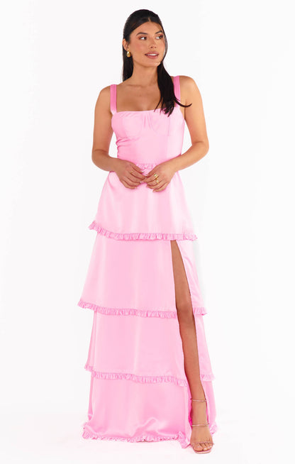 Lady Corset Dress ~ Pink Luxe Satin