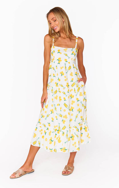 Summer Fling Midi Dress ~ Limoncello Embroidery