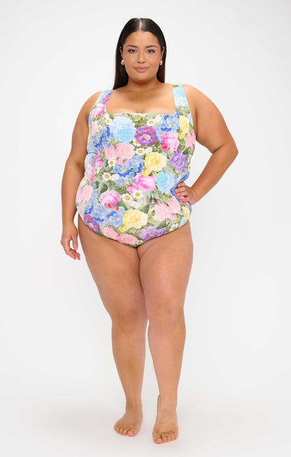 Miramar Beach One Piece ~ Flower Shop Rib Scrunch