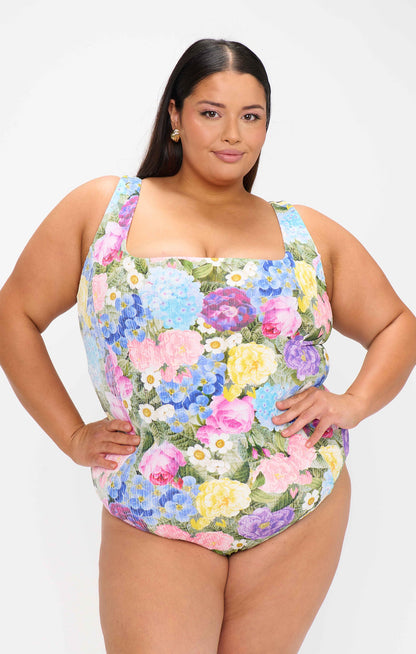 Miramar Beach One Piece ~ Flower Shop Rib Scrunch