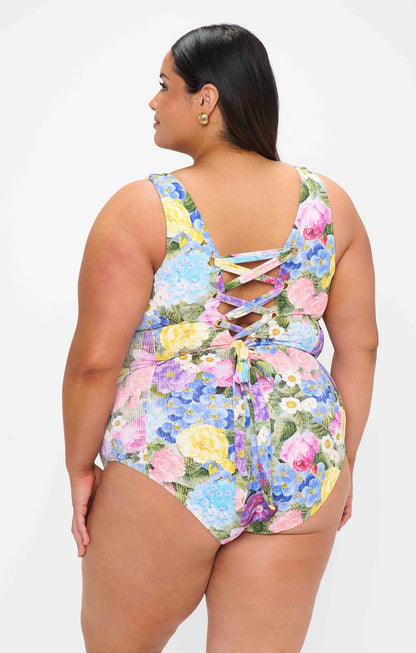 Miramar Beach One Piece ~ Flower Shop Rib Scrunch