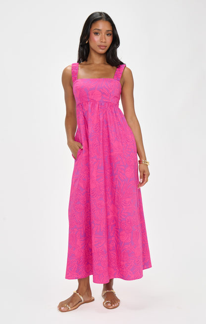 Fling Midi Dress ~ Pink Shells Poplin