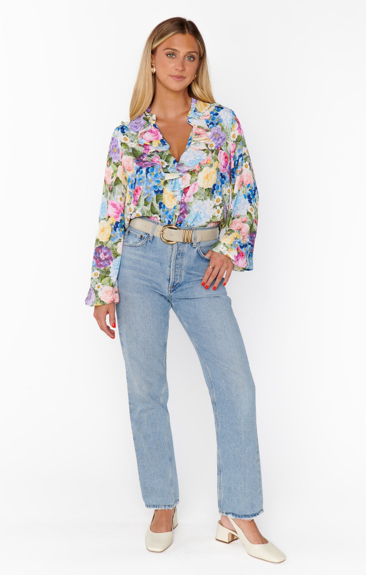 Suki Ruffle Top ~ Flower Shop
