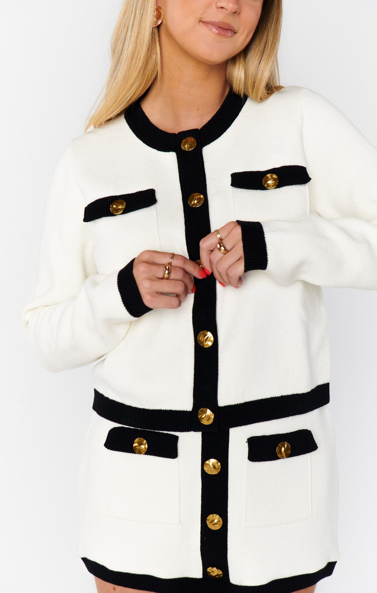 Kit Cardi ~ Cream and Black Knit