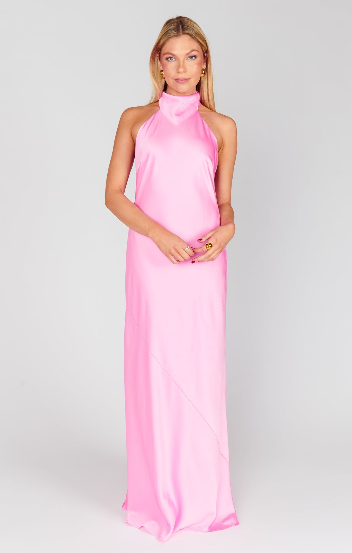 Lisa Maxi Dress ~ Pink Luxe Satin
