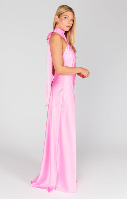 Lisa Maxi Dress ~ Pink Luxe Satin