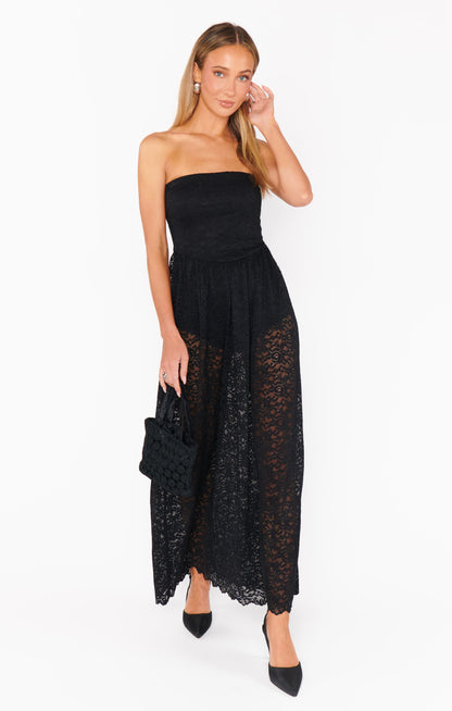 Diana Drop Waist Dress ~ Black Lovely Lace