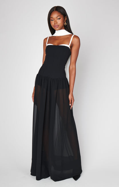 Hepburn Maxi Dress ~ Black Tie Colorblock