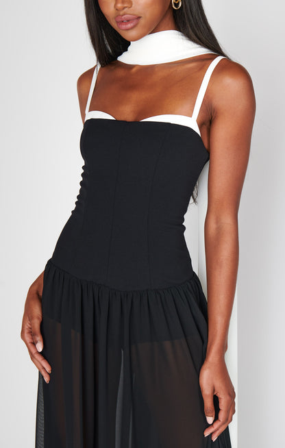 Hepburn Maxi Dress ~ Black Tie Colorblock