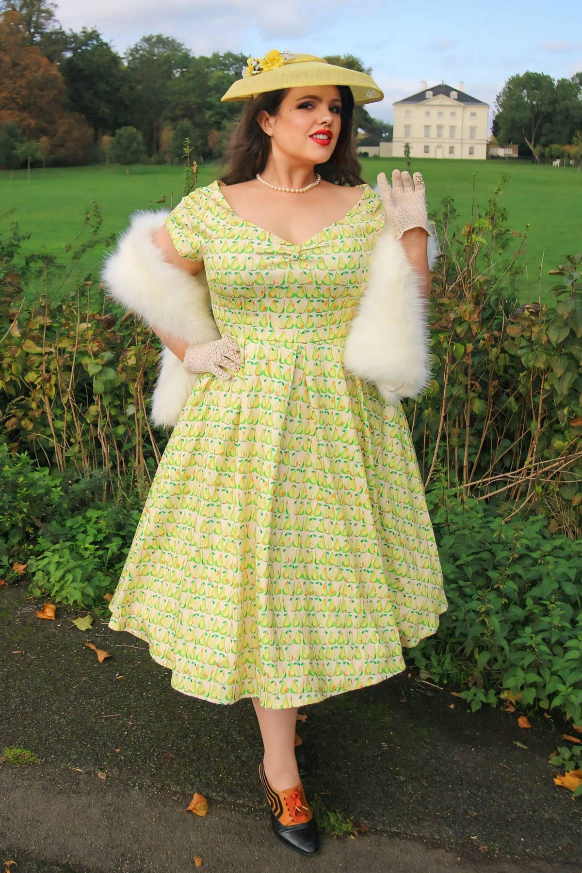 Lily Fruity Pear Off Shoulder Dress
