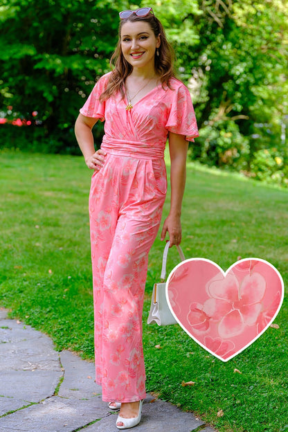 Esther Pink Floral Jumpsuit