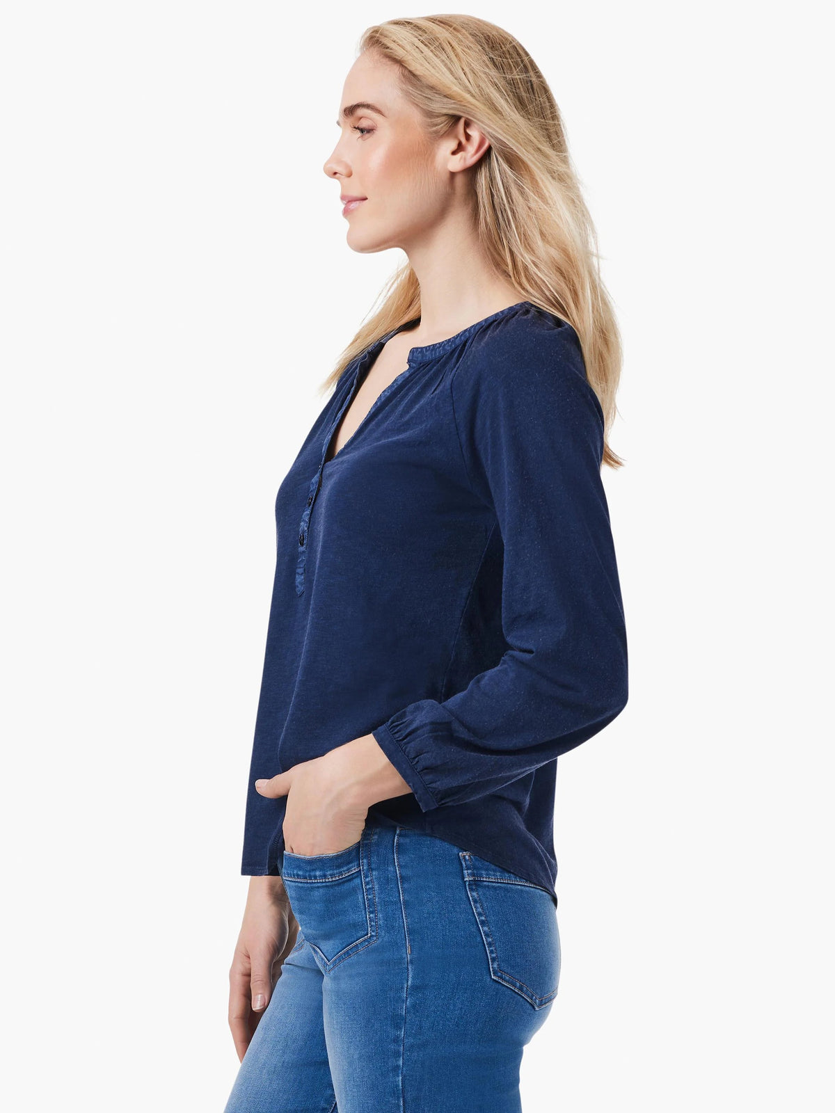 NZT 3/4 Sleeve Split Neck Top