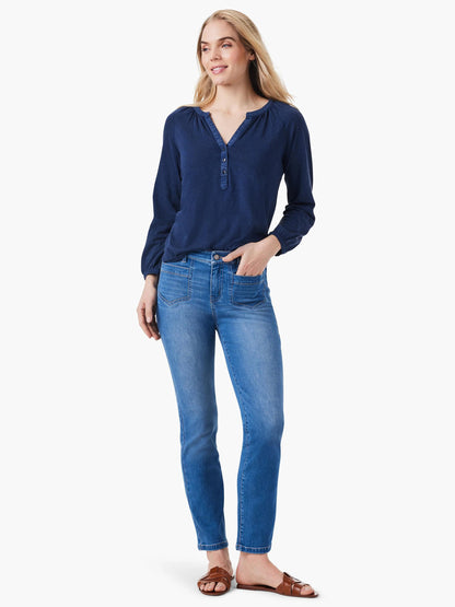 NZT 3/4 Sleeve Split Neck Top