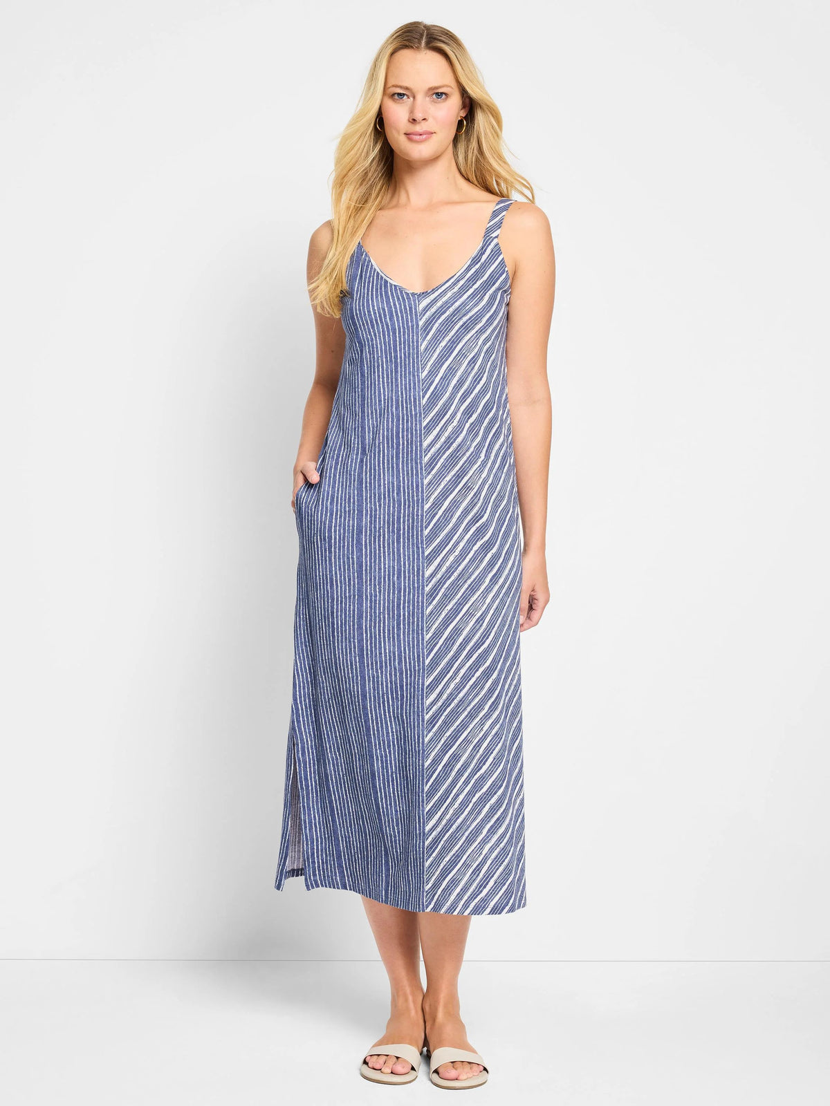 NZT Mixed Stripe V-Neck Tank Dress