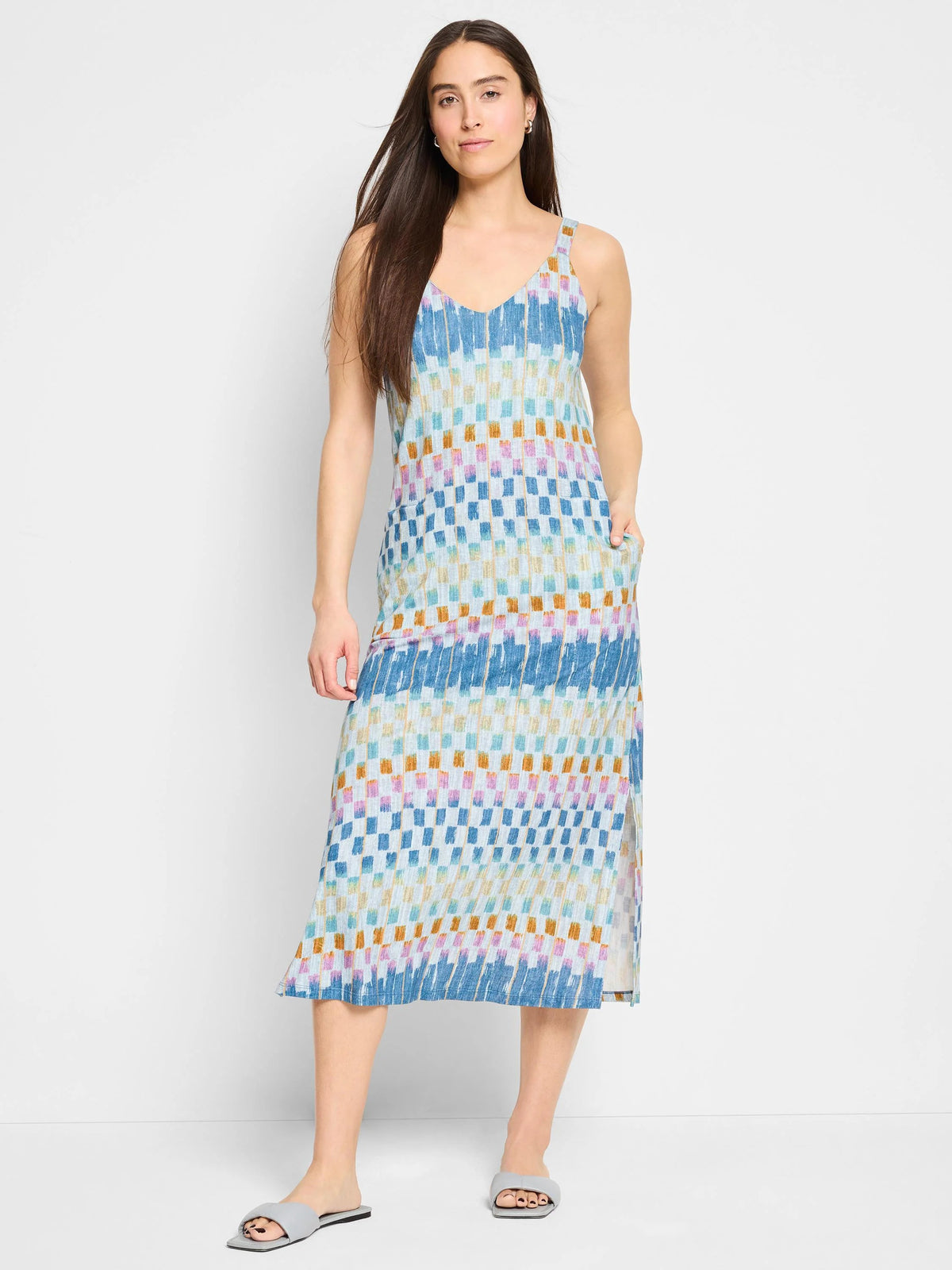 NZT Painted Blocks V-Neck Tank Dress