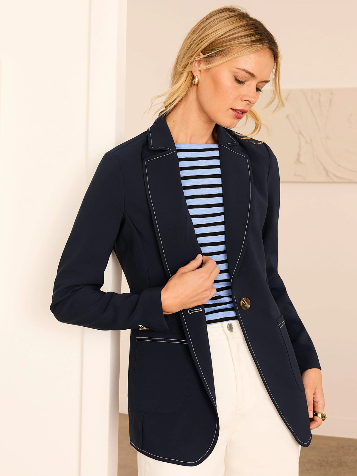NZT 3/4 Sleeve Stripe Envelope Boat Tee