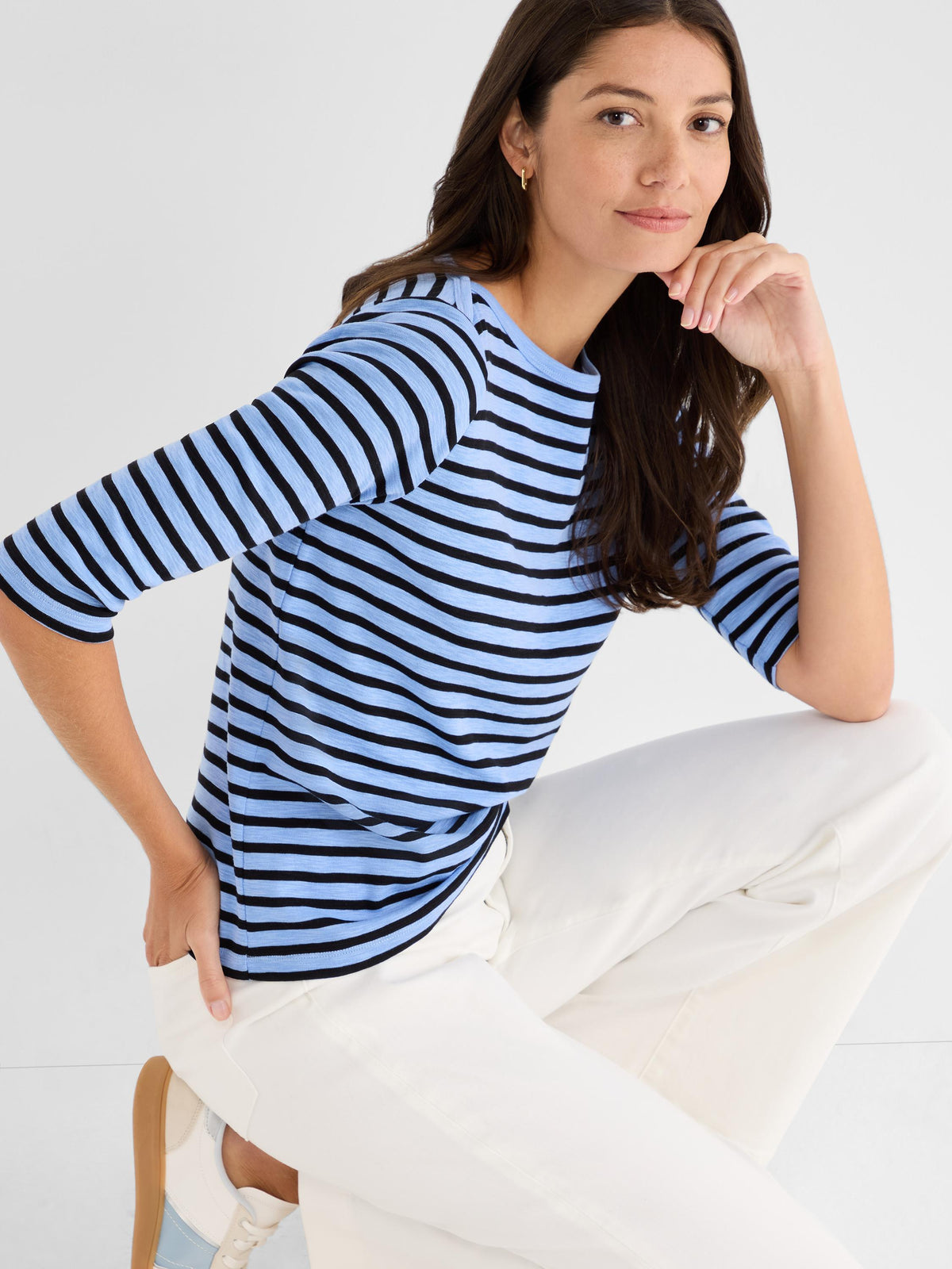 NZT 3/4 Sleeve Stripe Envelope Boat Tee