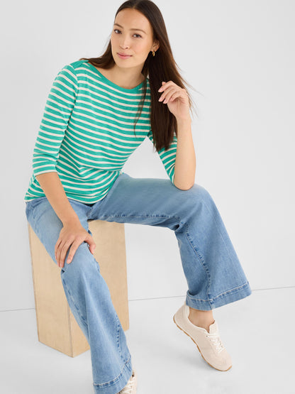 NZT 3/4 Sleeve Stripe Envelope Boat Tee