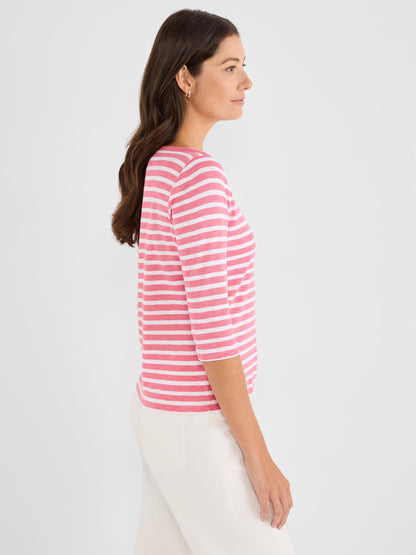 NZT 3/4 Sleeve Stripe Envelope Boat Tee