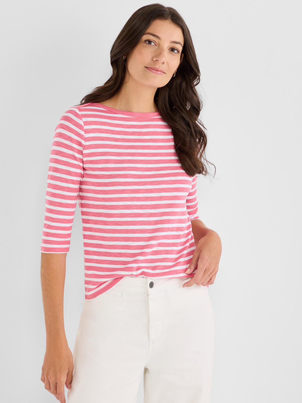 NZT 3/4 Sleeve Stripe Envelope Boat Tee