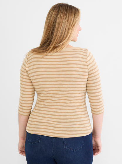 NZT 3/4 Sleeve Stripe Envelope Boat Tee