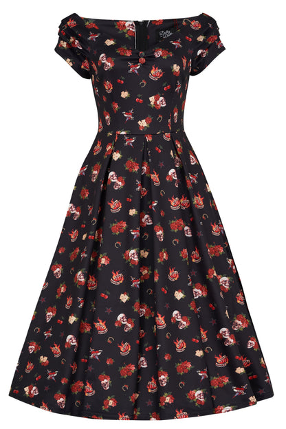 Lily Off Shoulder Rockabilly Circle Dress